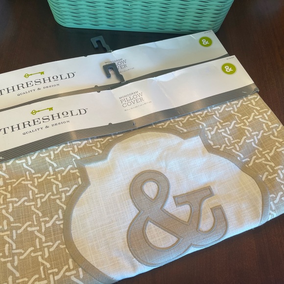 Threshold Other - NWT Threshold Monogram Pillow Cover (Set of 2)